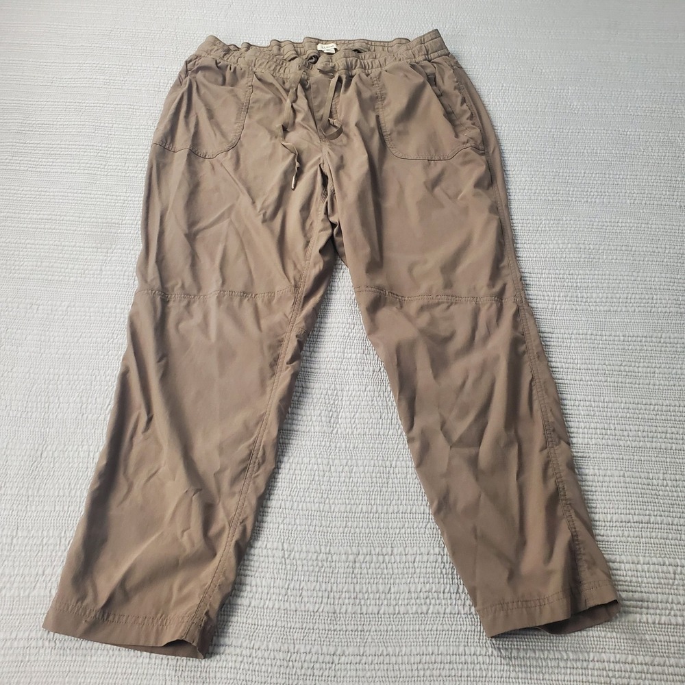 L.L.Bean Vista Camp Pants Womens 1X Plus Brown Ripstop Hiking Trousers 515230